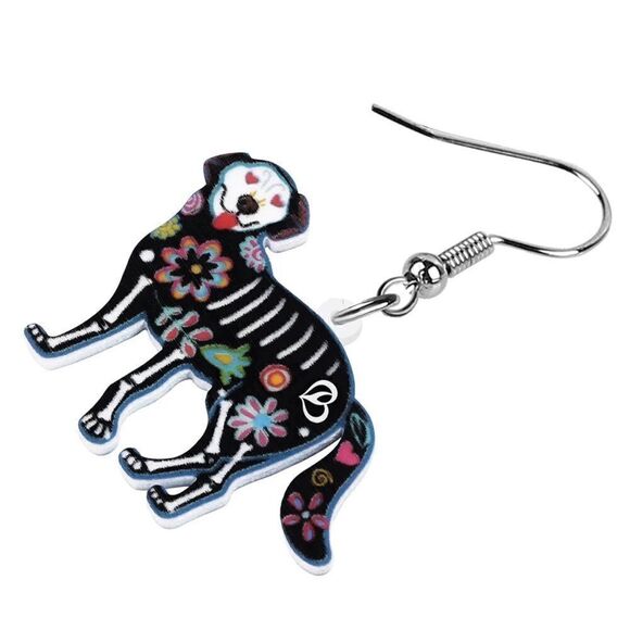 Dia de los Muertos Dog Earrings Skeleton Lab Halloween Labrador - Picture 4 of 5